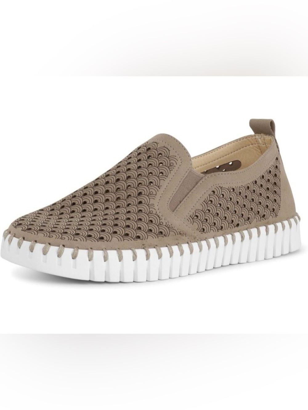 Else Jacobsen Taupe Slip-On Perforated Casual Sneaker with White Sole